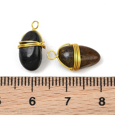 Natural Tiger Eye Wire Wrapped Pendants GG-CBA4154-01G-02-1