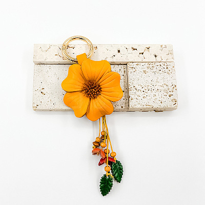 Leather and Alloy Keychain HJEW-WH20022-04B-08-1