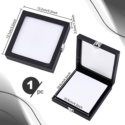 Square Wood Covered with PU Leather Presentation Boxes CON-WH0123-06-1