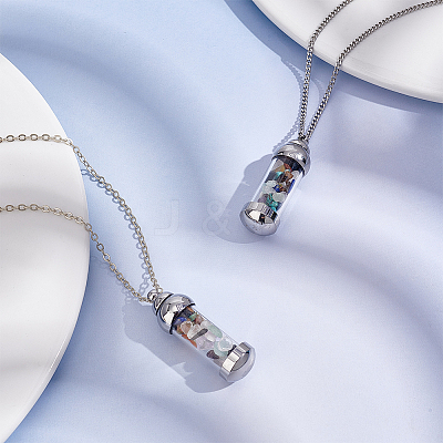 2Pcs 304 Stainless Steel Glass Bottle Pendants STAS-UN0044-69-1