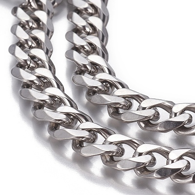 Tarnish Resistant 304 Stainless Steel Cuban Link Chains CHS-P007-04P-02-1