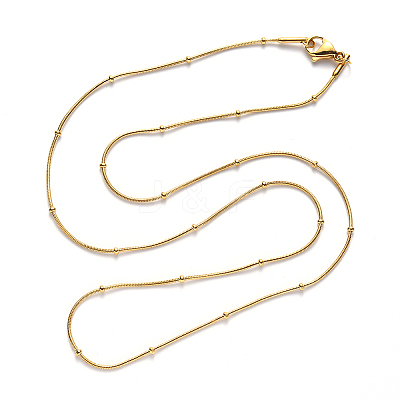 PVD Vacuum Plating 304 Stainless Steel Round Snake Chain Necklace NJEW-S420-009C-G-1