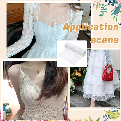 Flower Nylon Stretch Lace Fabric DIY-WH0578-60-1
