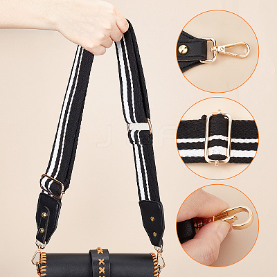 Stripe Pattern Cotton Fabric & PU Leather Bag Straps FIND-WH0001-57A-1