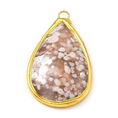 Natural Cherry Blossom Agate Big Pendants KK-G409-03G-1