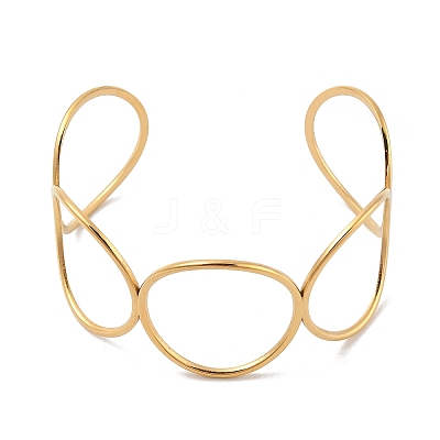 304 Stainless Steel Cuff Bangles for Women BJEW-U023-02G-1
