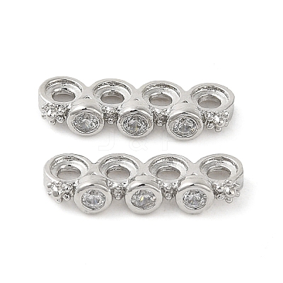 Rack Plating Brass Pave Clear Cubic Zirconia Spacer Bars KK-B088-11C-P-1