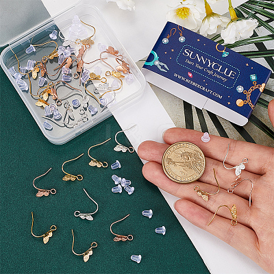 40Pcs 4 Colors Brass Butterfly Earring Hooks KK-SC0005-54-1