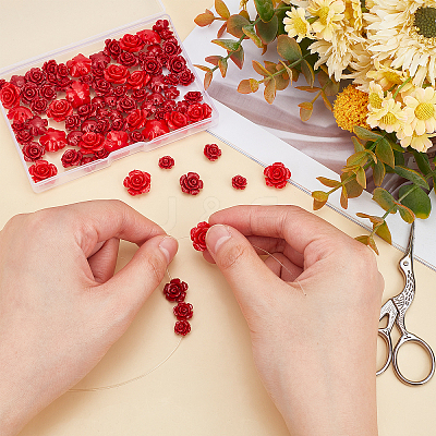 80Pcs 4 Style Dyed Synthetic Coral Beads CORA-GA0001-01-1