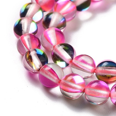 Synthetic Moonstone Beads Strands G-P528-J01-10-1