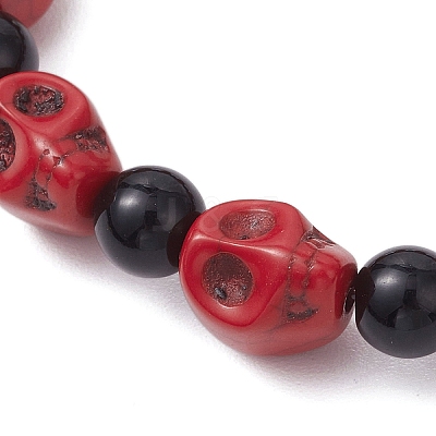 Synthetic Turquoise Beaded Stretch Bracelets BJEW-JB12093-02-1