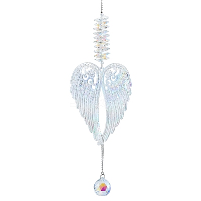 Metal with Glass Beaded Hanging Pendant Decorations PW-WG18174-02-1