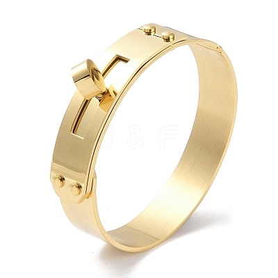 PVD Vacuum Plating Donut 304 Stainless Steel Bangles BJEW-G700-07A-G-1