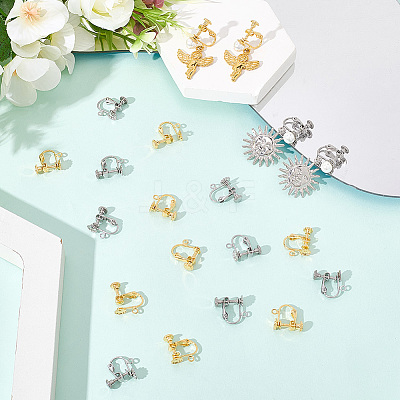 20Pcs 2 Colors 316 Surgical Stainless Steel Clip-on Earring Findings STAS-SC0010-45-1