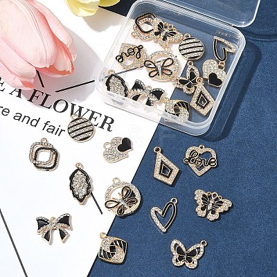 24Pcs 12 Styles Alloy Enamel Pendants ALRI-FS0001-04-1