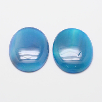 Dyed Oval Natural Blue Agate Cabochons G-K020-18x13mm-08-1