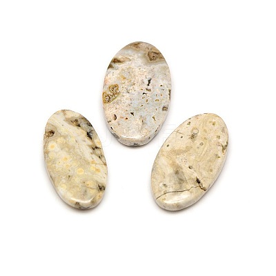 Natural Ocean Agate/Ocean Jasper Flat Oval Pendants G-L263-01-1