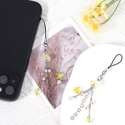 Glass & Acrylic Mobile Straps HJEW-SW00079-01-1