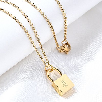 304 Stainless Steel Rolo Chain Pendant Necklaces NJEW-S444-01G-10-1