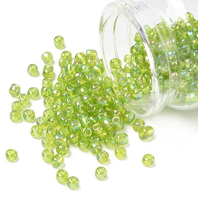 Transparent Rainbow Colours Round Glass Seed Beads X-SEED-A007-4mm-164-1
