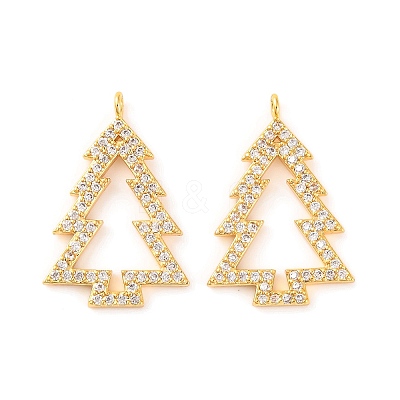 Brass Micro Pave Clear Cubic Zirconia Pendants KK-U017-07B-G-1