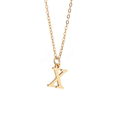 304 Stainless Steel Letter Pendant Necklaces NJEW-LP0001-53X-G-1