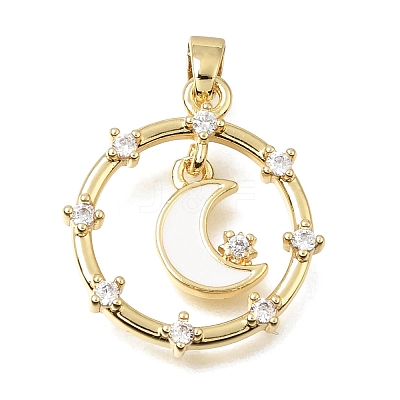 Brass Micro Pave Clear Cubic Zirconia Pendants KK-C263-16G-1