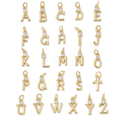 Brass Micro Pave Clear Cubic Zirconia Charms KK-A273-01G-1