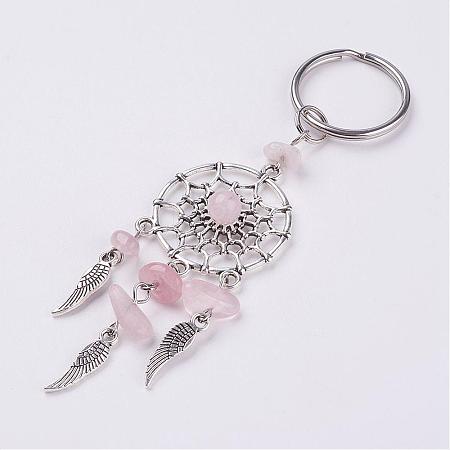 Natural Chip Rose Quartz Keychain KEYC-JKC00119-01-1