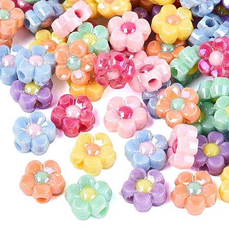 Two Tone Opaque Acrylic Beads OACR-Q203-07-1