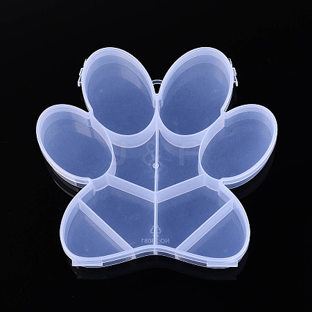 Paw Print 10 Grids Plastic Bead Storage Containers with Hinged Lid CON-T001-05-1