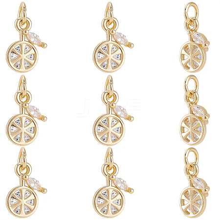 12Pcs Fruits Brass Micro Pave Cubic Zirconia Charms KK-BBC0024-42-1