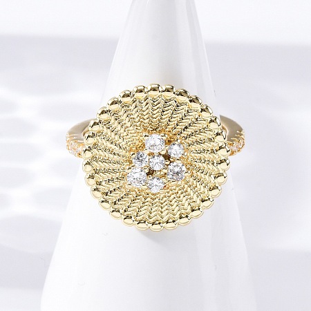 Brass Micro Pave Clear Cubic Zirconia Cuff Rings RJEW-M066-03G-01-1