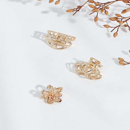 3Pcs 3 Styles Metal Hollow Claw Hair Clips OHAR-LP0001-21G-1