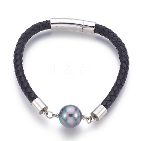 Leather Cord Bracelet BJEW-E350-01A-1