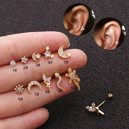 316L Stainless Steel Ear Stud Earrings WG50079-12-1