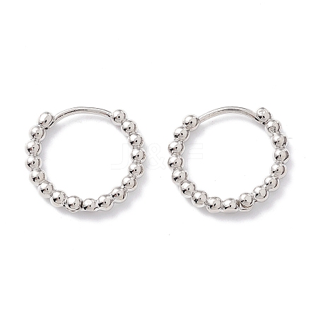 Rack Plating Brass Beaded Huggie Hoop Earrings for Women X-KK-D069-09P-RS-1