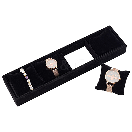 4 Slots Velvet Bracelet Watch Display Holders ODIS-WH0034-04-1