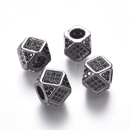 Brass Micro Pave Cubic Zirconia Beads ZIRC-L088-01A-B-1