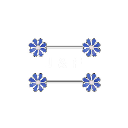 304 Stainless Steel Enamel Flower Nipple Barbells WG20A72-03-1