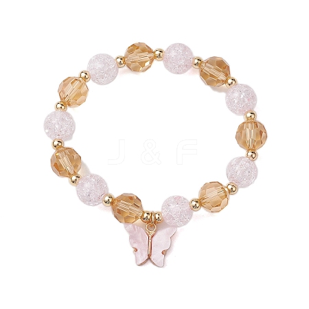 10mm Round Imitation Austrian Crystal & Crackle Acrylic Beaded Stretch Bracelets BJEW-JB10556-03-1