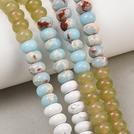 Natural White Jade & Howlite & Synthetic Shoushan Stone Beads Strands G-NH0006-A17-01-1