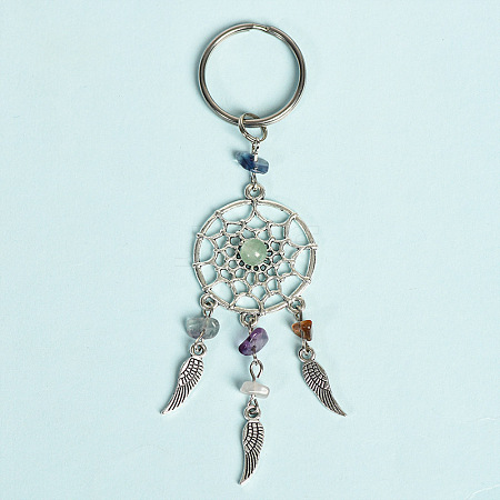 Natural Fluorite with Aolly Keychain LS-PW-WG49538-07-1