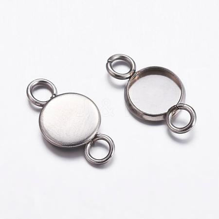 Tarnish Resistant 201 Stainless Steel Cabochon Connector Settings STAS-P161-29-6.5mm-1