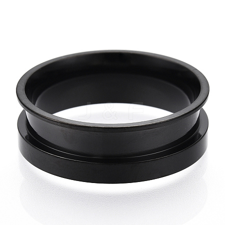 201 Stainless Steel Grooved Finger Ring Settings STAS-TAC0007-04B-1