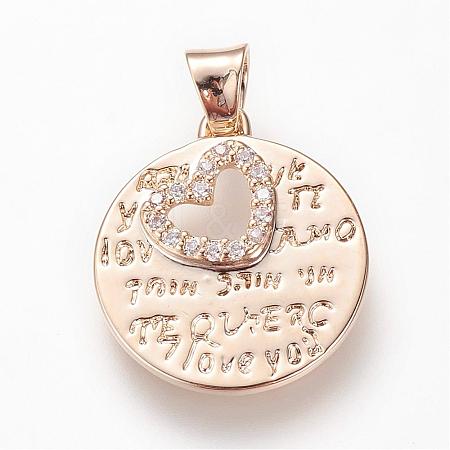 Brass Micro Pave Cubic Zirconia Pendants ZIRC-R015-56G-1