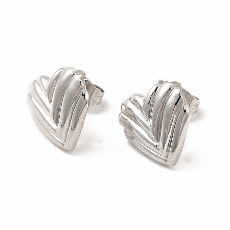 Heart Rack Plating Brass Stud Earrings for Women EJEW-H091-28P-1