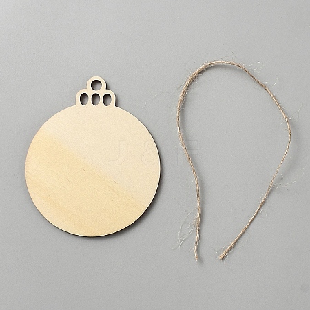 Unfinished Blank Wooden Round Pendants for Painting Arts WOOD-WH0131-77A-1