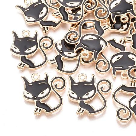 Alloy Enamel Kitten Pendants PALLOY-T056-71A-1