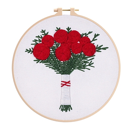 Flower Pattern DIY Embroidery Kit DIY-P077-131-1